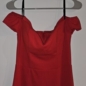 Windsor Bright Red Off Shoulder Dress